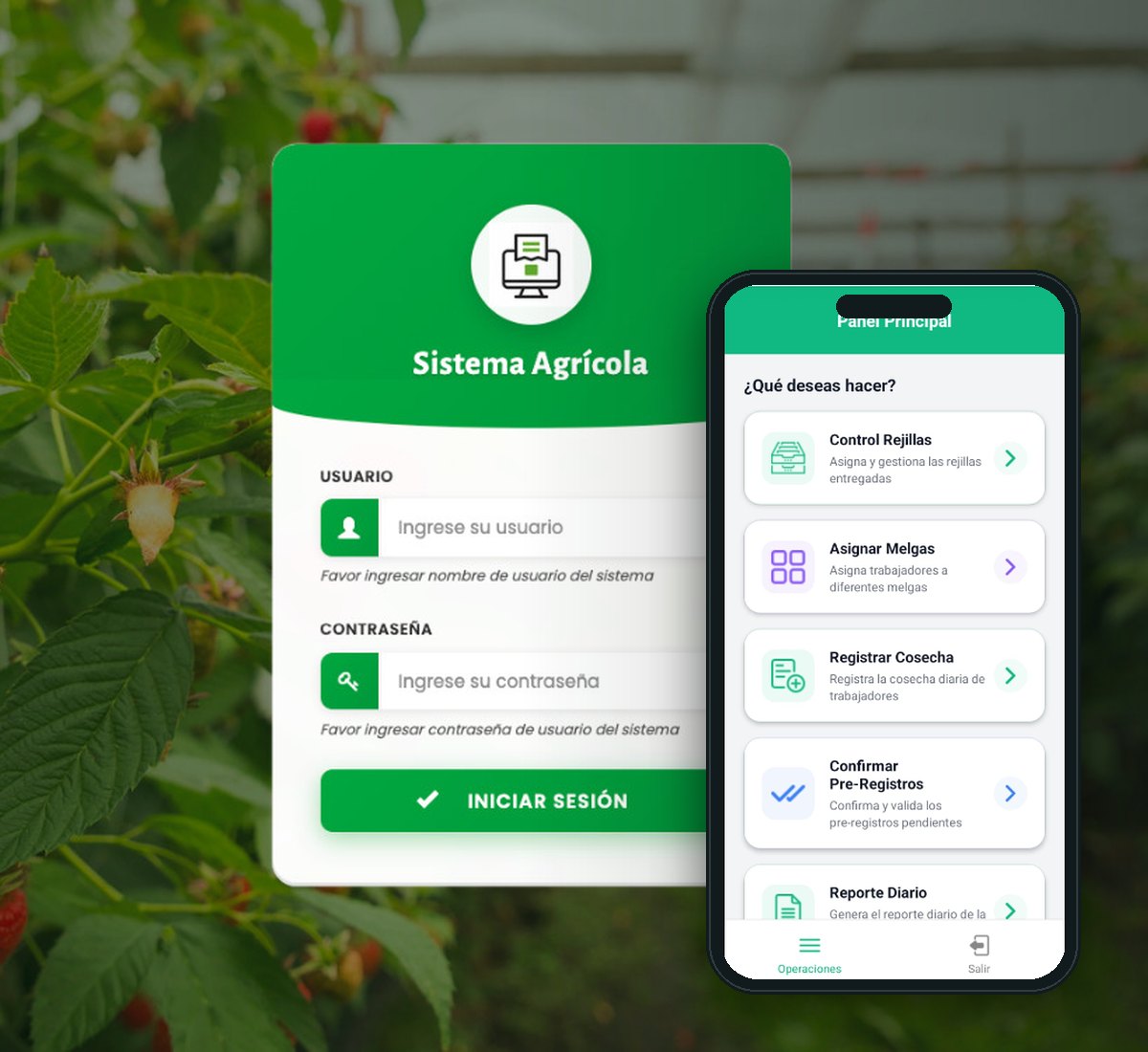 Sistema Agrícola web y app móvil Registro Agrícola
